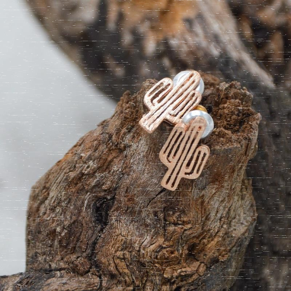 Kaktus Ohrstecker, Rosé