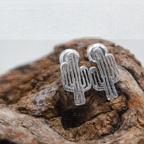 Kaktus Ohrstecker, Silber